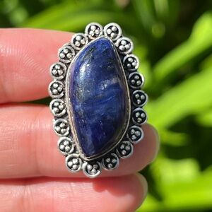 Size 6.5 925 silver plated sodalite ring‎